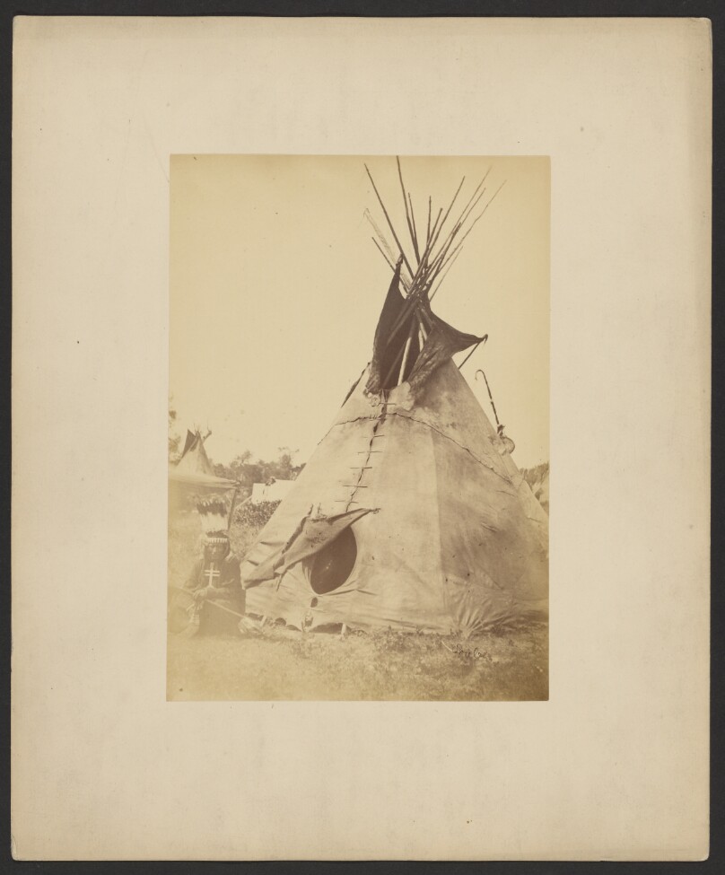 [Little Big Mouth and Teepee, near Fort Sill. Possibly a Cheyenne Camp]