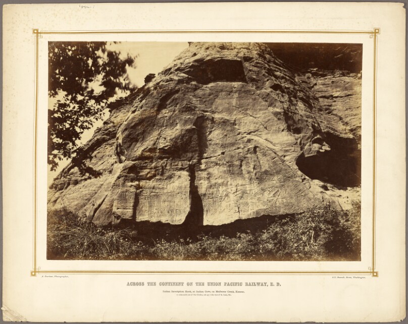 Indian Inscription Rock, at Indian Cave, on Mulberry Creek, Kansas