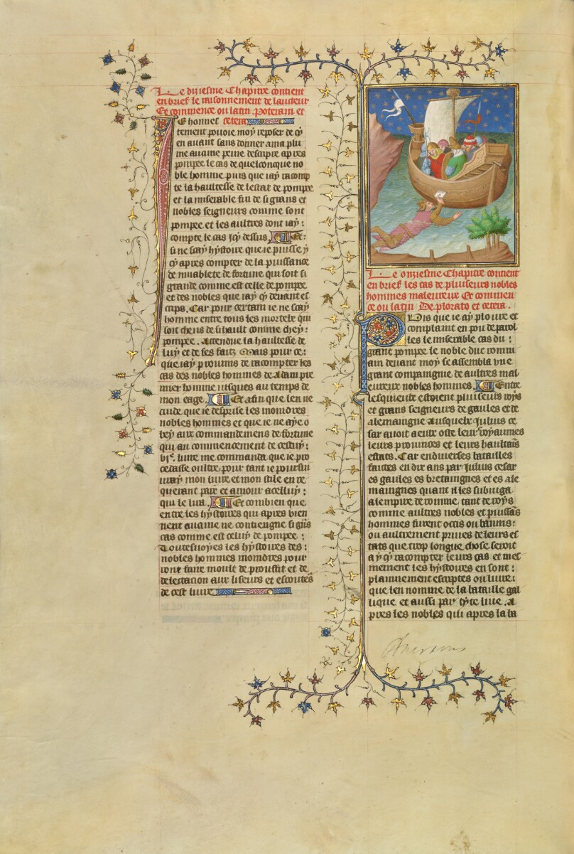 Julius Caesar, Escaping from the Island of Pharos, Swims to a Boat while Holding a Letter