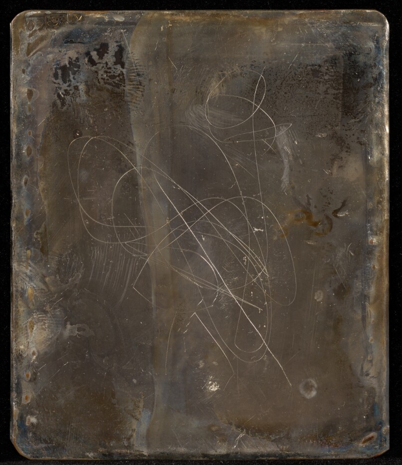 [Daguerreotype Plate with Line Doodles]