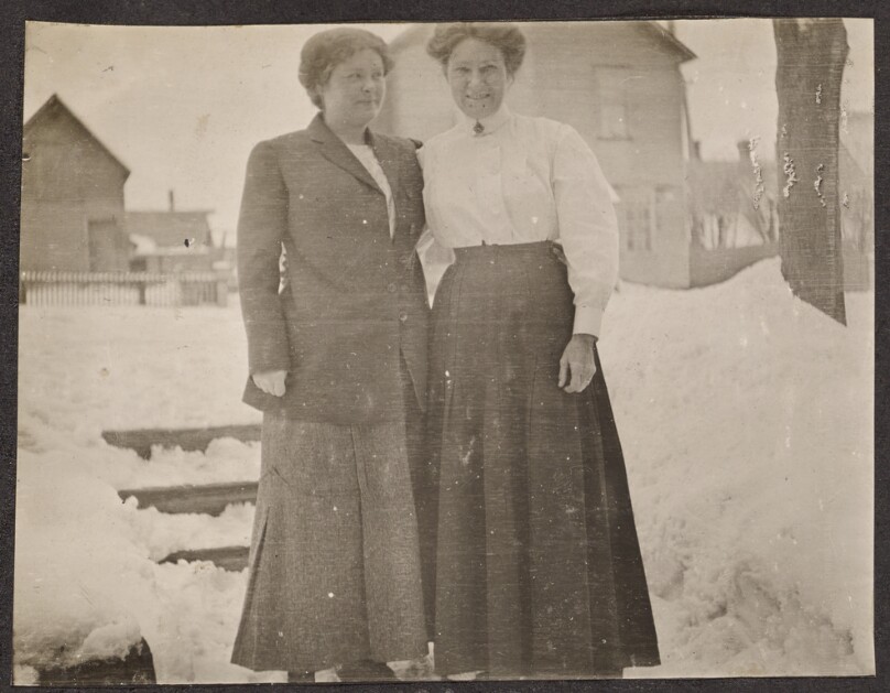 [Two women in the snow]
