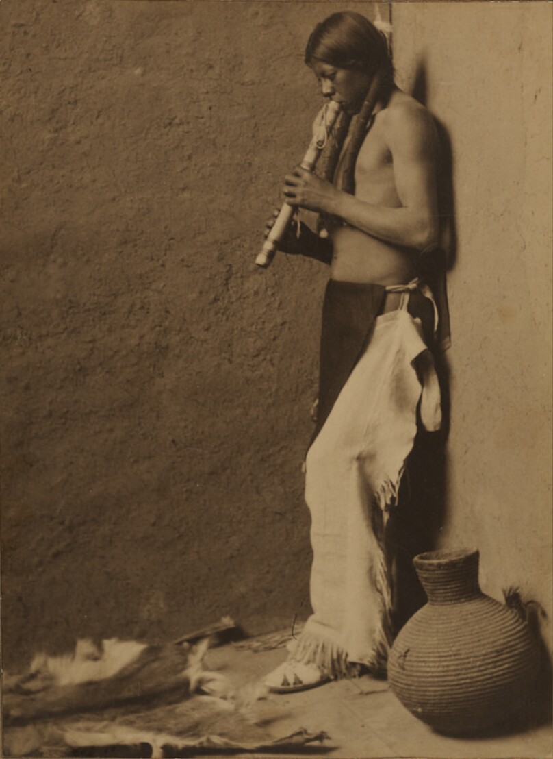 Before the Dance: A Taos Indian Practicing the Corn Song