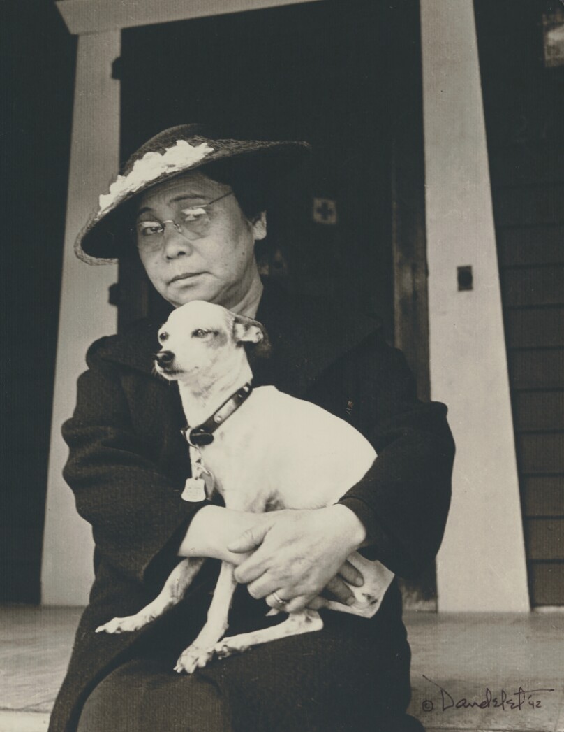 [Woman and dog]