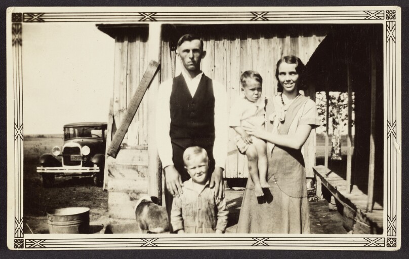 [Group together at barn site]