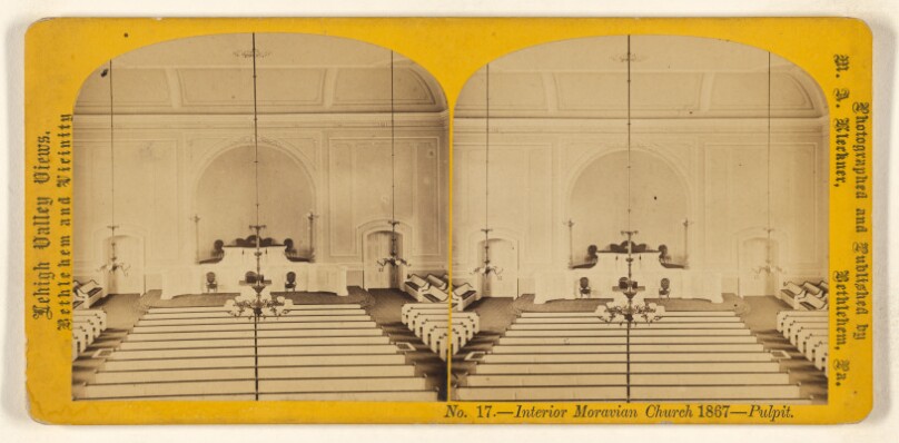 Interior Moravian Church 1867 - Pulpit. [Bethlehem, Pa.]