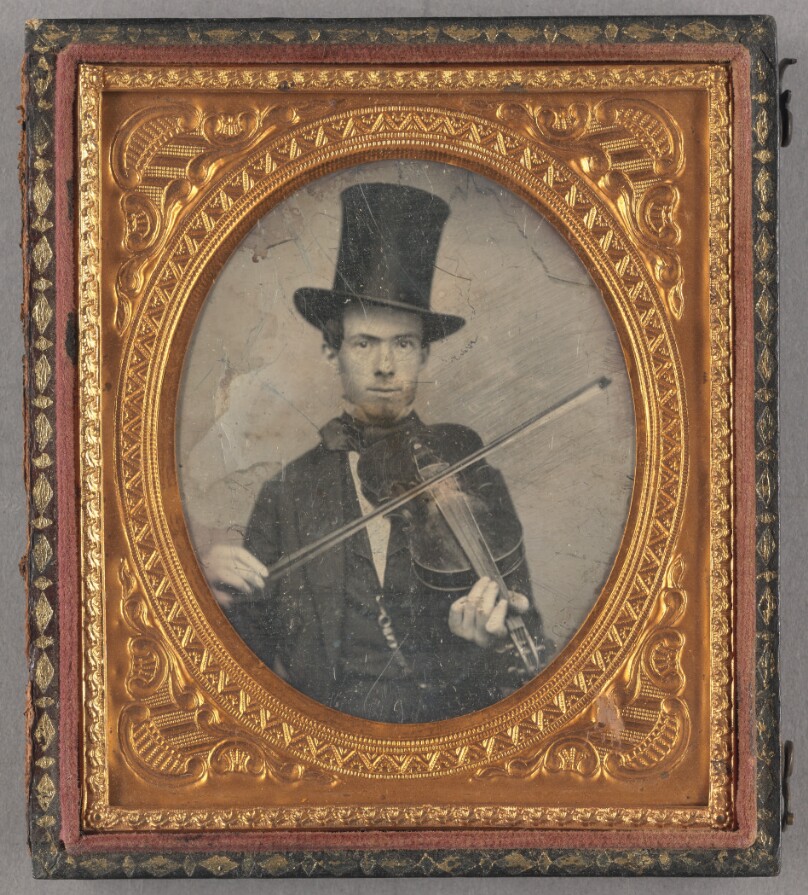 [Portrait of a Man in Top Hat with Violin]
