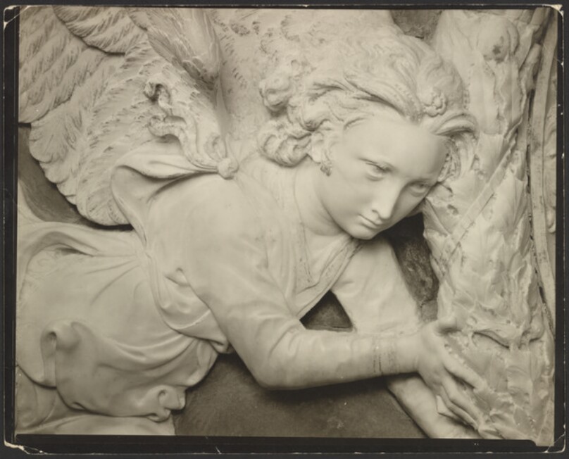 [Detail of angel sculpture]
