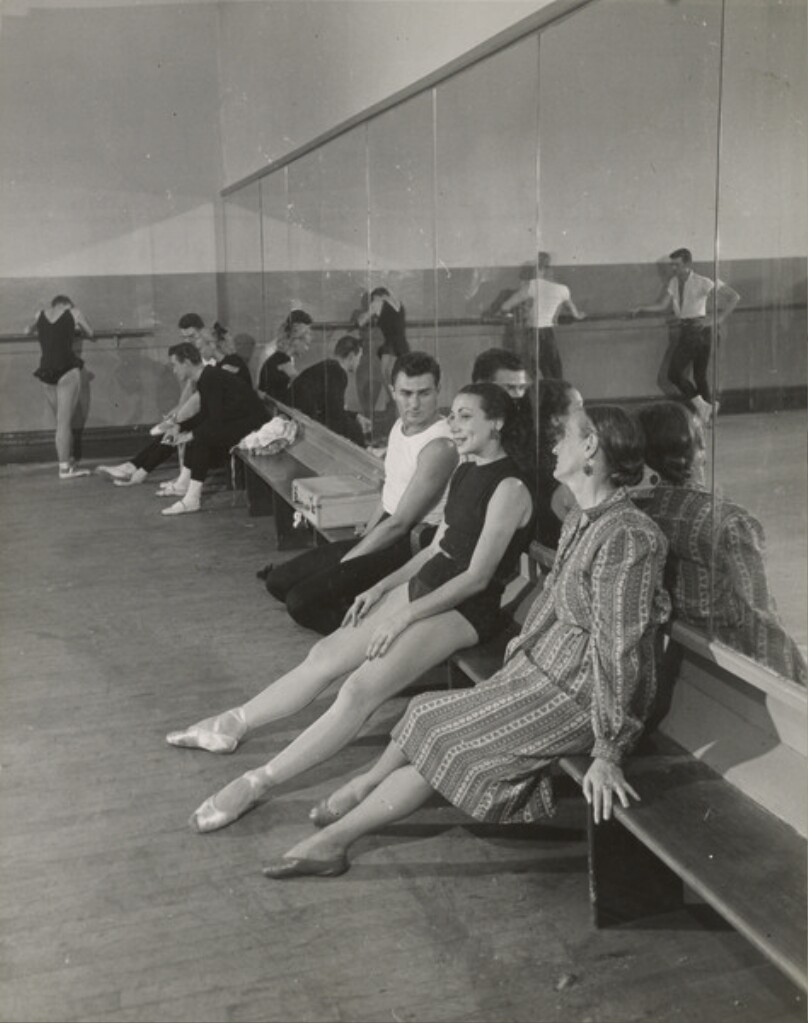 [Ballet Mistress Margaret Craske Seated with Nora Kaye and John Kriza of the American Ballet Theater During a Break]