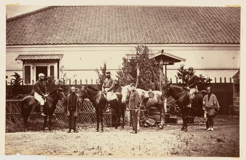 Military group portrait with horses