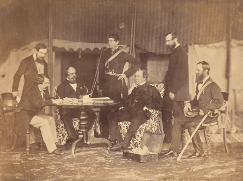 [Group portrait of seven men, India]