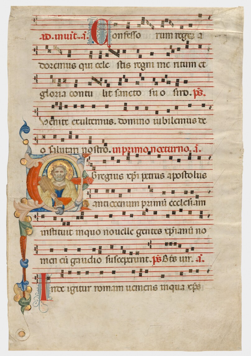 Initial E: Saint Peter, leaf from an antiphonal