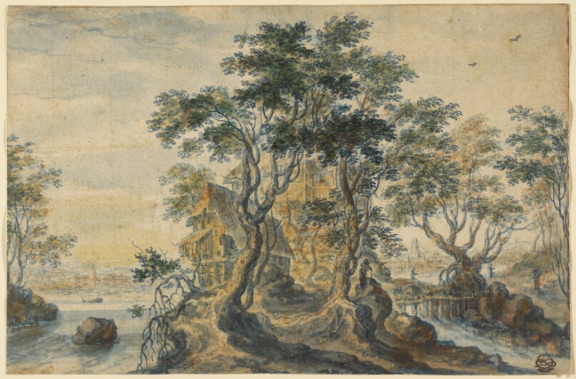 River Landscape with House on a Rocky Island
