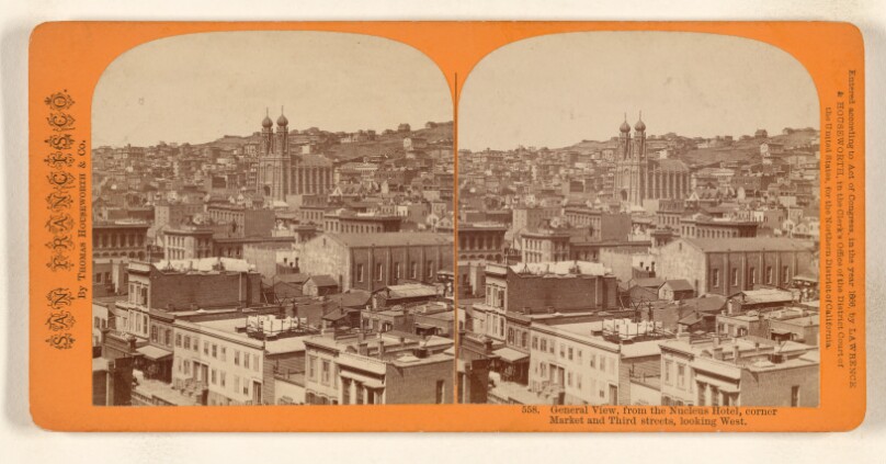 General View, from the Nucleus Hotel, corner Market and Third streets, looking West.