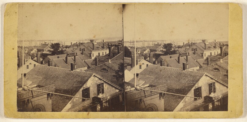 [High angle view with harbor in background at New Bedford, Mass.?]