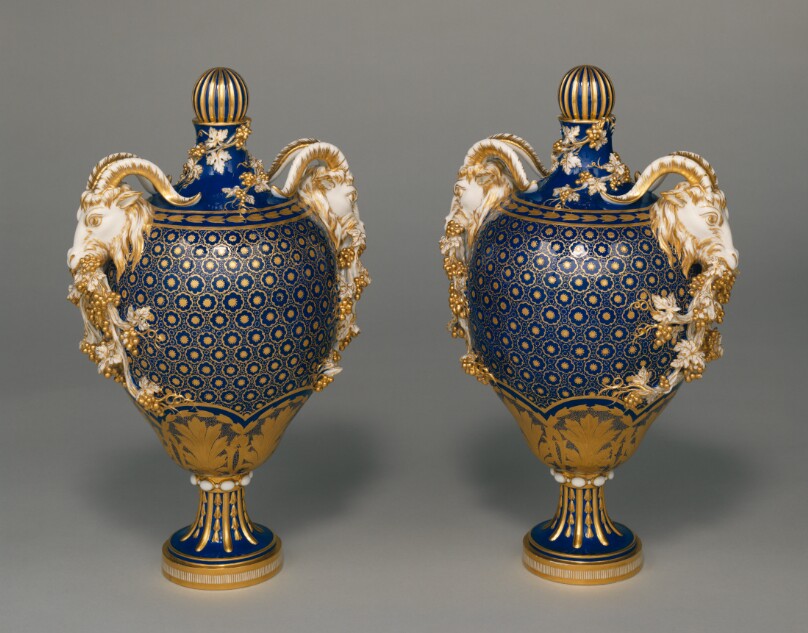 Pair of Lidded Vases (vases à têtes de bouc)