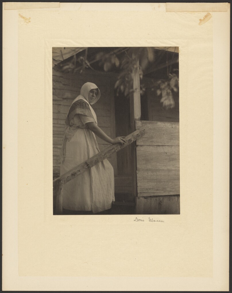 [Young Woman Mounting Stairs]