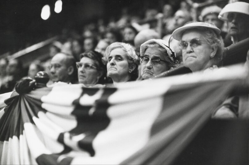 Listening to Billy Graham, in New York's Madison Square Garden. "Poor ladies what sins could they have committed."