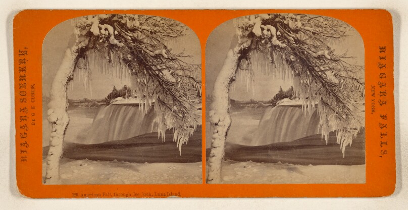 American Fall, through Ice Arch, Luna Island. [Niagara Falls, New York]