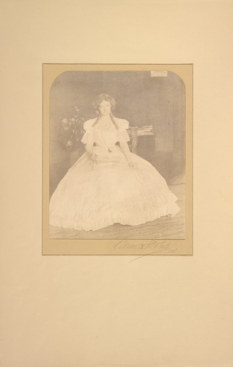[Portrait of a Woman in Curls in Flowing Dress]