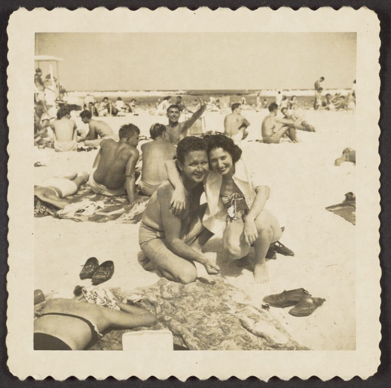 [Man and woman at the beach]