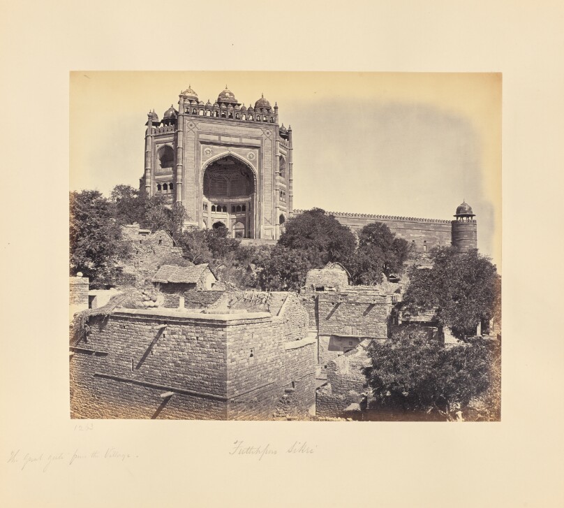 Futtypore Sikri; The Great Gate, from the Village