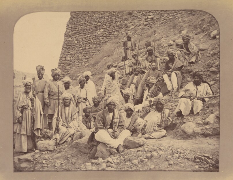 Khyber Chiefs and Khans with Captain Tucker, Political officer in Jamrood Fort