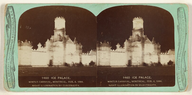 Ice Palace. Winter Carnival, Montreal, Feb. 4, 1884. Night Illumination By Electricity.