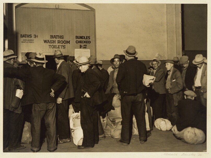 Waiting in Line for Three Cent Bath, probably San Francisco