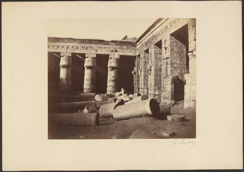 [Inner view of the East side of the Second Court at the Palace of Rhamses Meiamoun, Medinet-Habu]