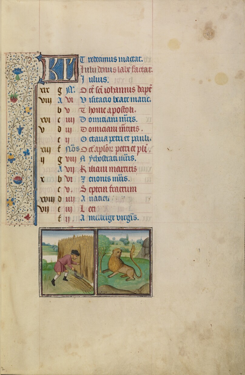 July Calendar Page; Reaping; Leo