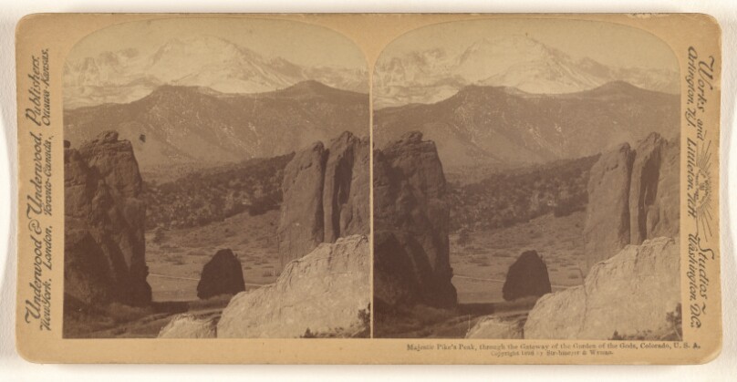 Majestic Pike Peak's, through the Gateway of the Garden of the Gods, Colorado, U.S.A.