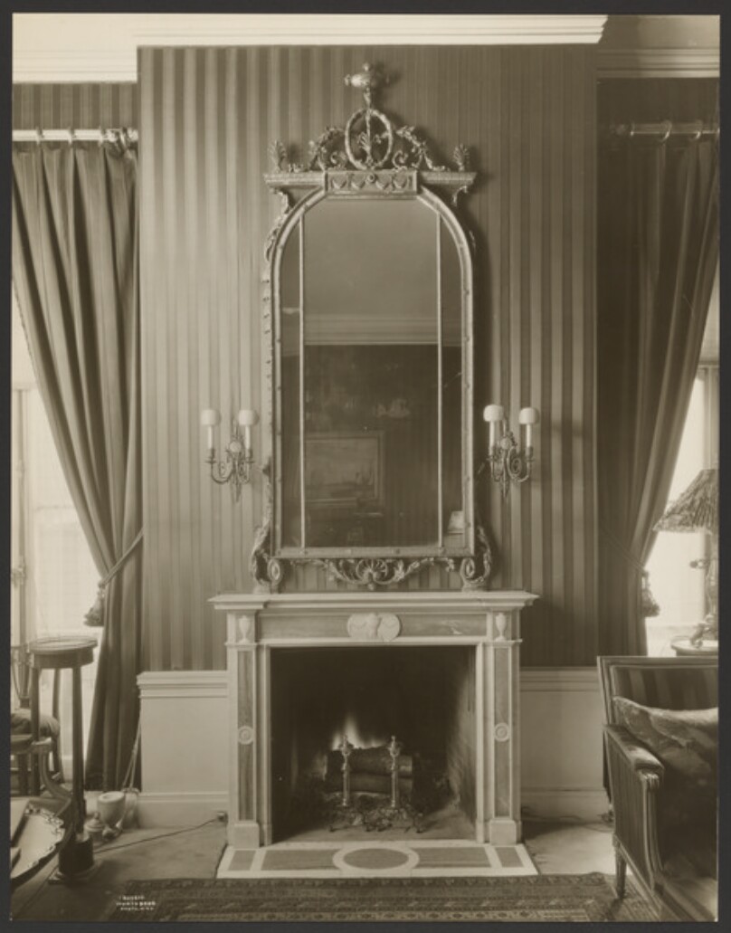 [Fireplace with mirror]