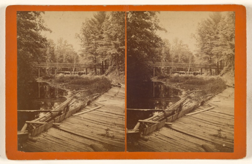 [View up the Sawkill from below the new Foot Bridge in the Glen, Penna.]