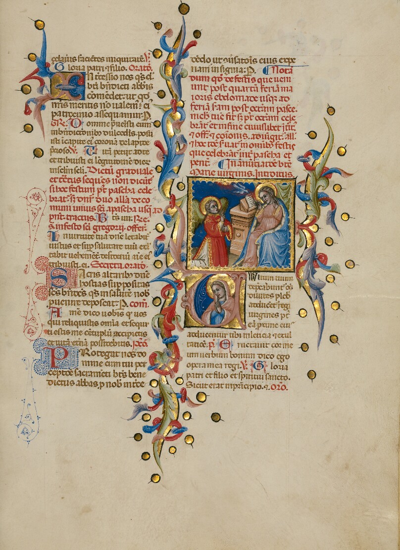 The Annunciation; Initial V: The Virgin in Prayer