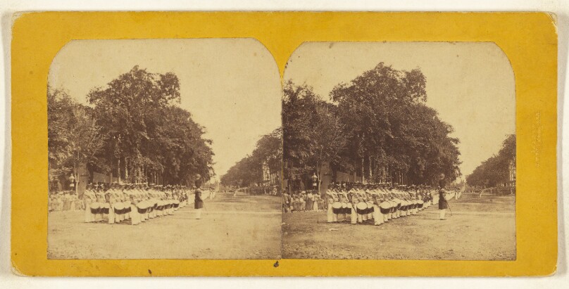 The Seven Regiment in front of the Union Hotel, - - - Saratoga Springs, [N.Y.], July 23d, 1869.