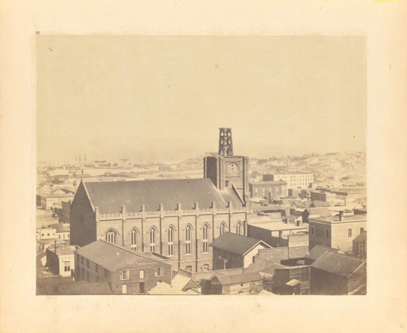 View over the City, containing portions between California and Bush Streets.