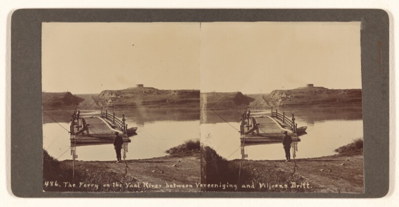 The Ferry on the Vaal River between Vereeniging and Viljoens Drift (recto); Transvaal Gatling Gun Corps (verso)