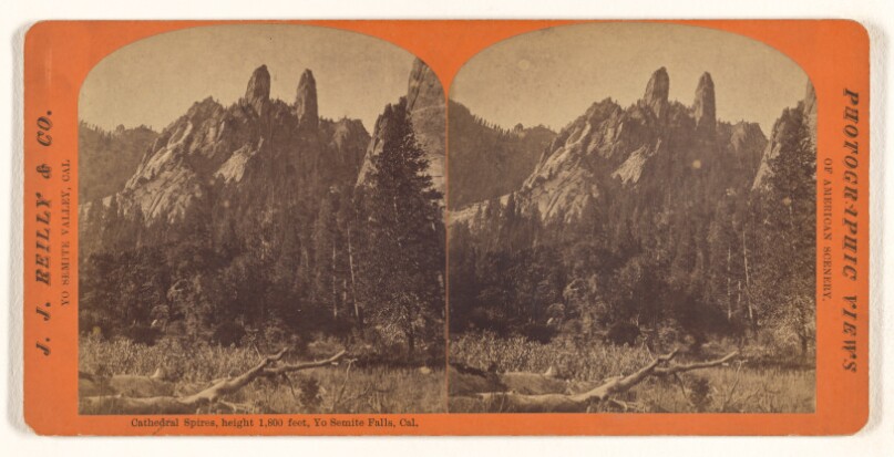 Cathedral Spires, height 1,800 feet, Yo Semite Falls, Cal.