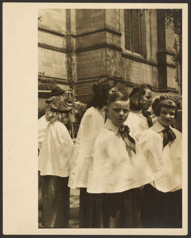 [Choir children outside of the Cathedral of Saint John the Divine]