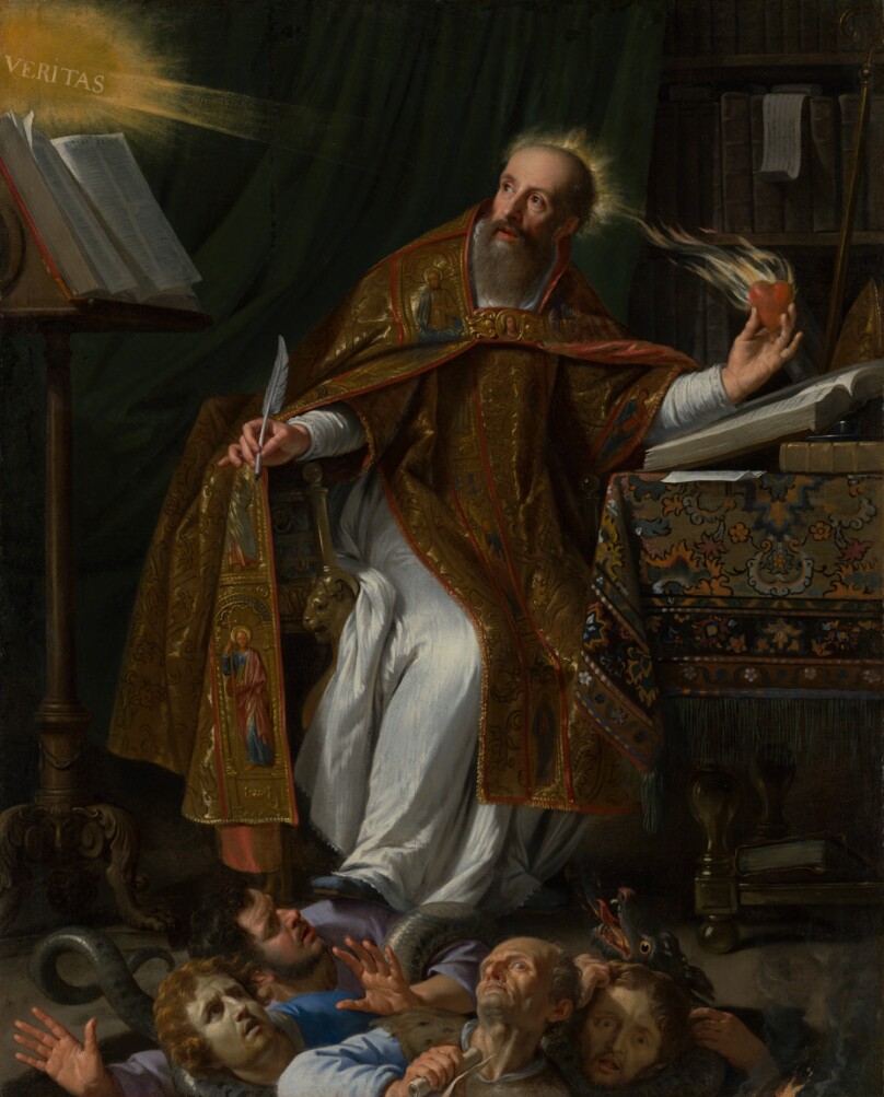 Saint Augustine in his Study Trampling the Heretics
