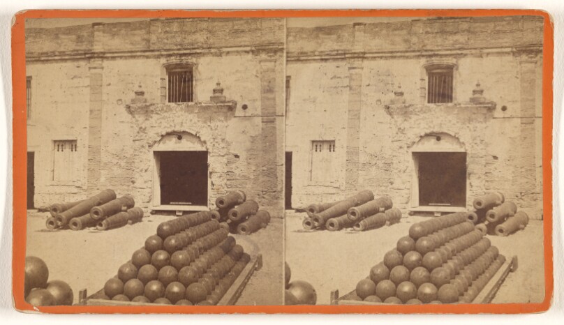 Fort Marion, Interior, showing Entrance to Chapel, and Heavy Ordnance, St. Augustine.