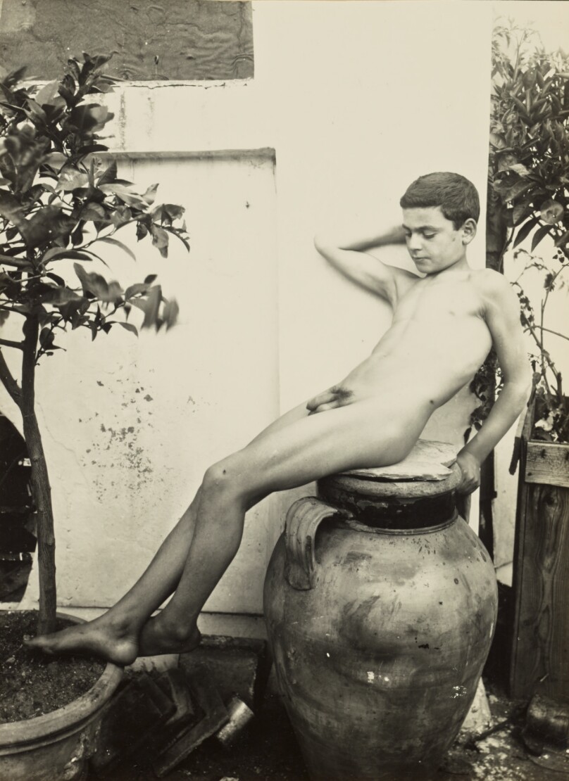 [Nude youth in garden]