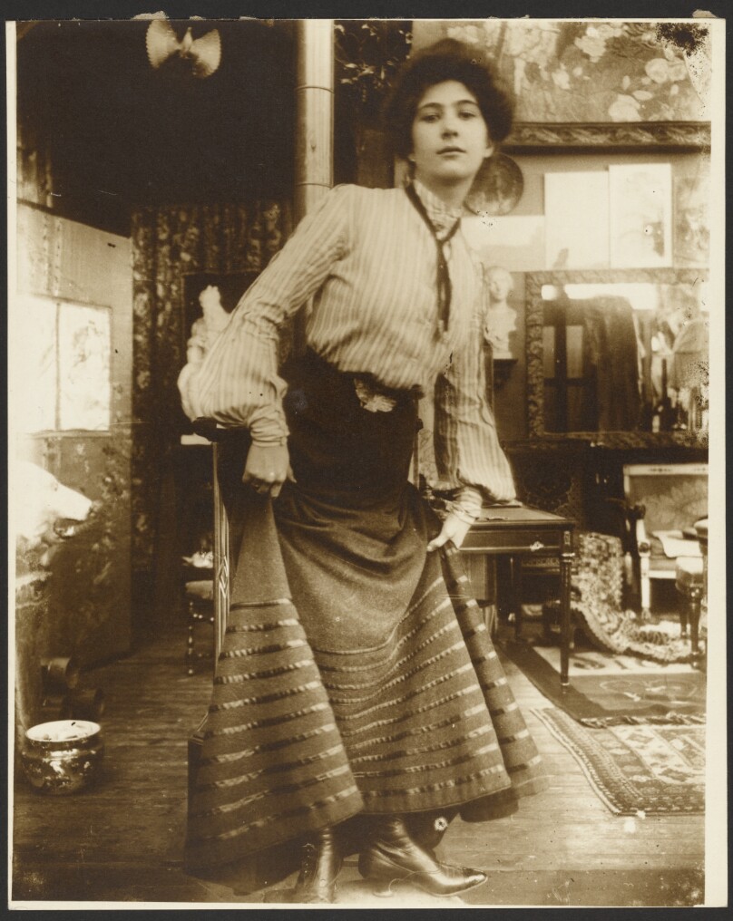 [Female Model in Striped Blouse and Long Dress, Paris]