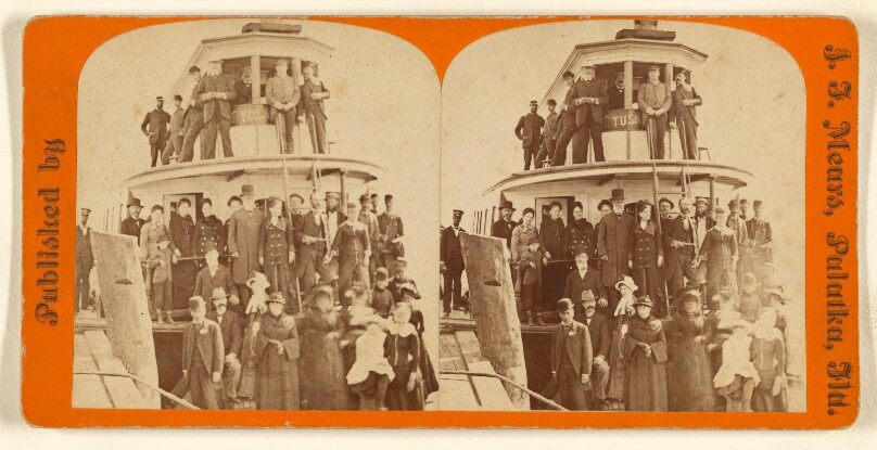 [Group of people on a tug boat, Palatka, Florida]