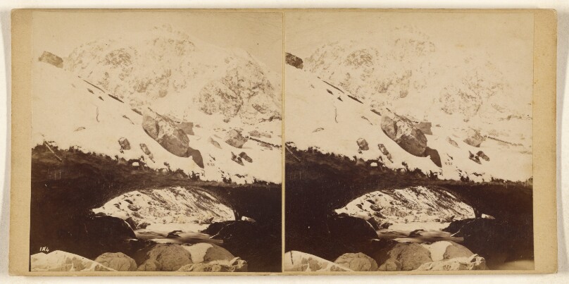 Christchurch and Hokitika Road. Ice Bridge on the Waimakariri River. [Southern Alps, New Zealand]