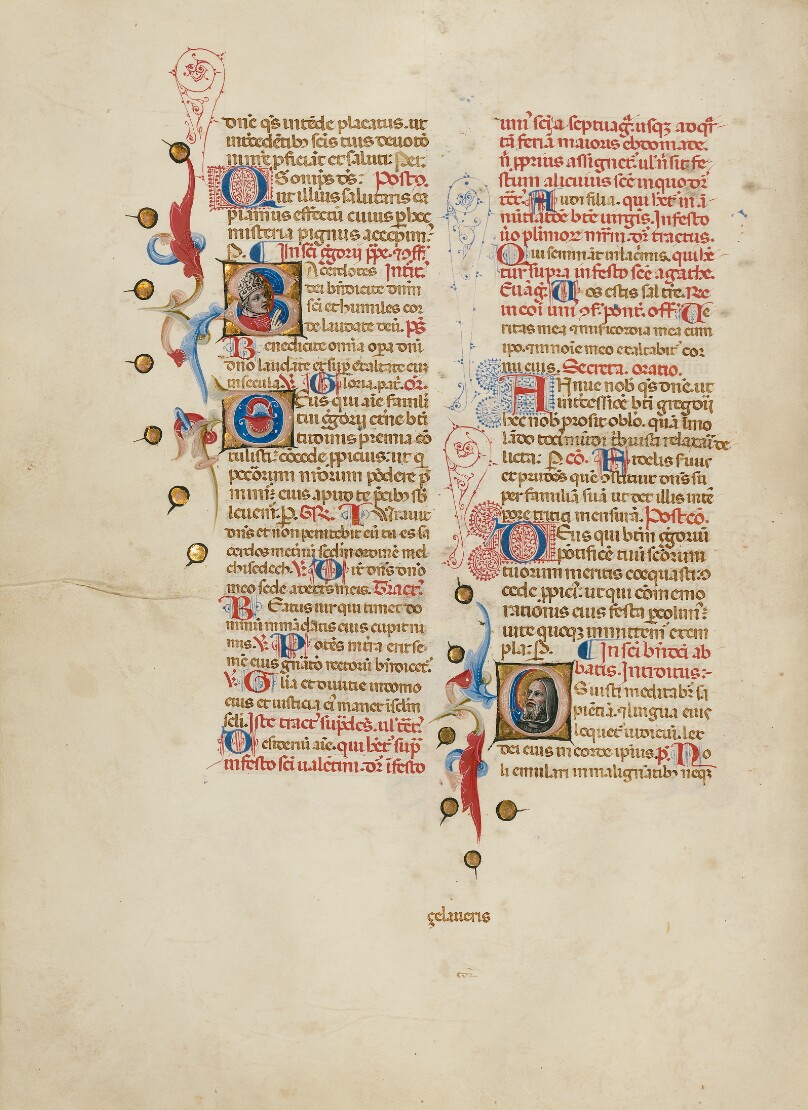 Initial S: Saint Gregory; Initial O: Saint Benedict