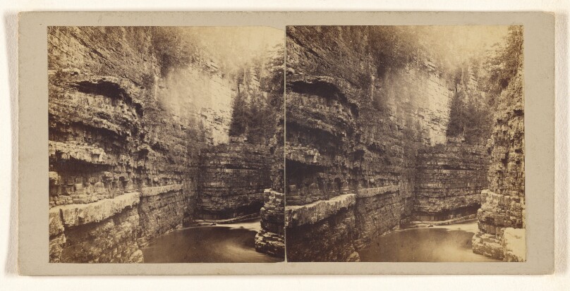The Chasm of the Au Sable River, N.Y. No. 2. The Chasm of the Au Sable from Table Rock, looking down-stream. The rock here lies.