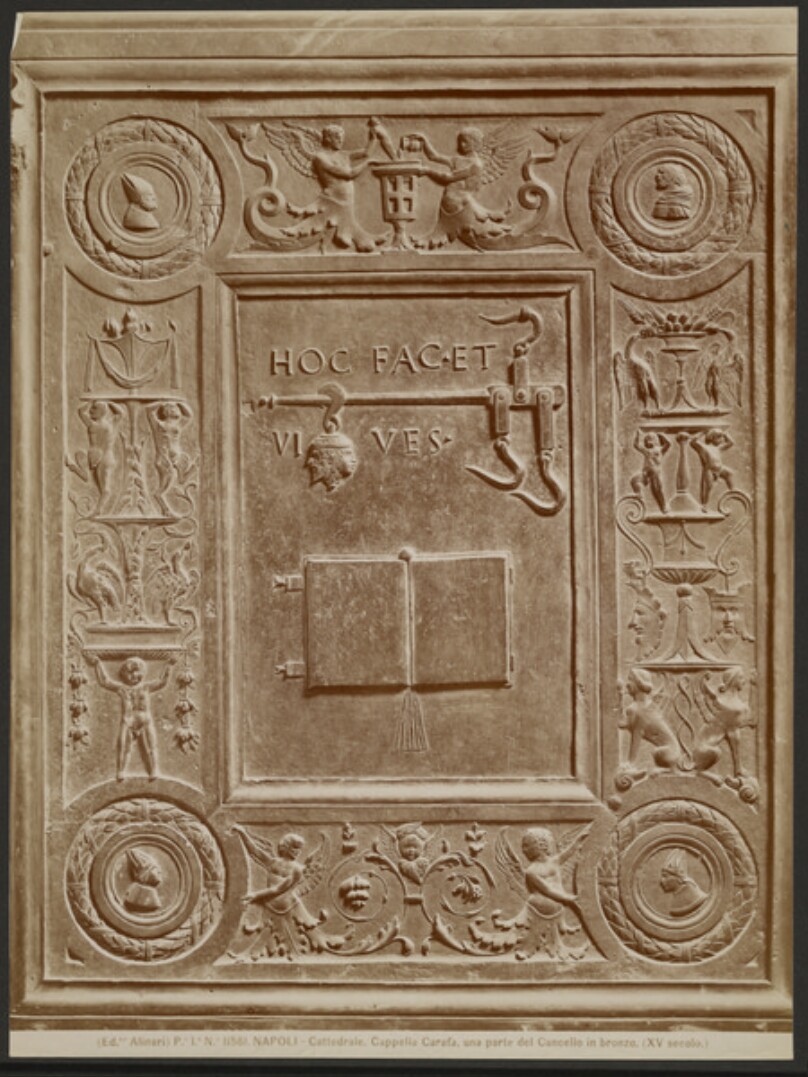 Detail, bronze gate, Carafa Chapel, Naples
