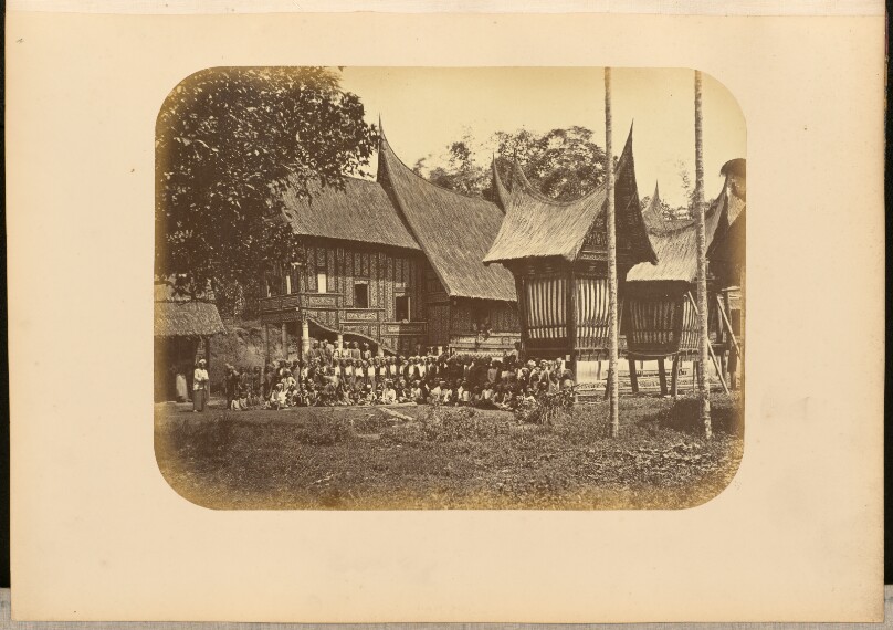 [Group portrait at a Minangkabau village, West Sumatra]