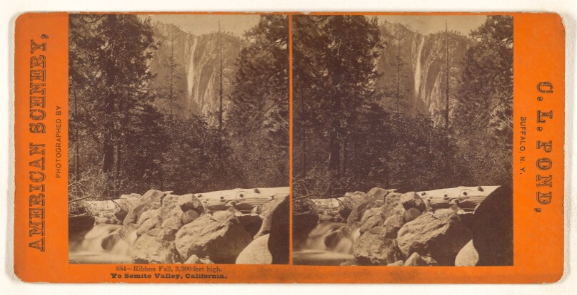 Ribbon Fall, 3,300 feet high. Yo Semite Valley, California.